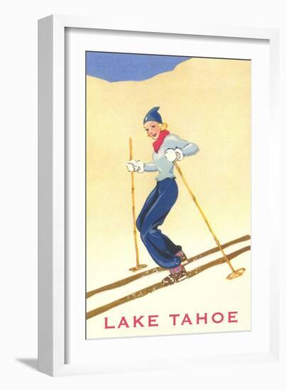 Girl Skiing, Lake Tahoe-null-Framed Premium Giclee Print