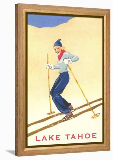 Girl Skiing, Lake Tahoe-null-Framed Stretched Canvas