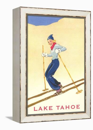 Girl Skiing, Lake Tahoe-null-Framed Stretched Canvas