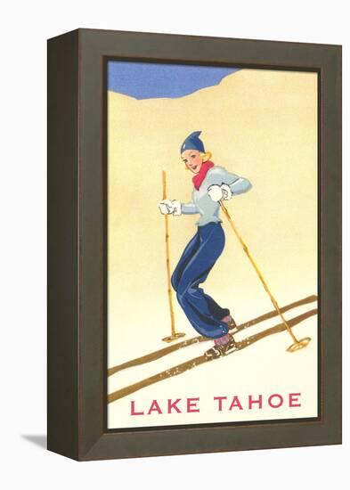 Girl Skiing, Lake Tahoe-null-Framed Stretched Canvas