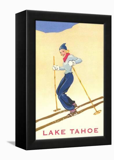 Girl Skiing, Lake Tahoe-null-Framed Stretched Canvas