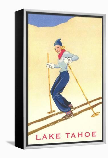 Girl Skiing, Lake Tahoe-null-Framed Stretched Canvas