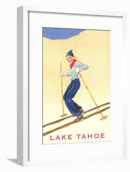 Girl Skiing, Lake Tahoe-null-Framed Art Print