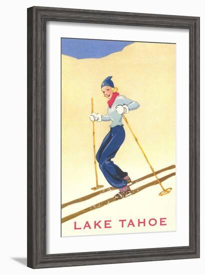 Girl Skiing, Lake Tahoe-null-Framed Art Print