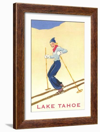 Girl Skiing, Lake Tahoe-null-Framed Art Print