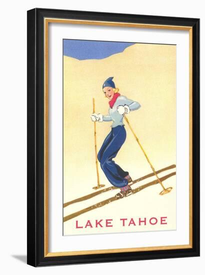 Girl Skiing, Lake Tahoe-null-Framed Art Print