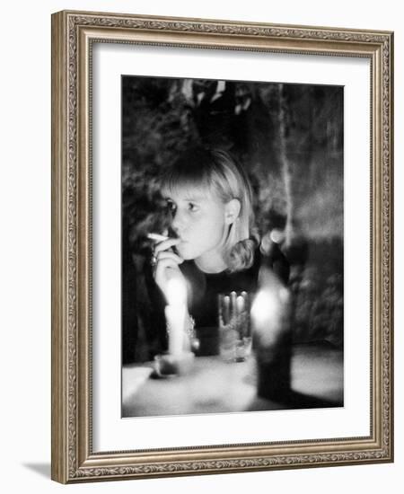 Girl Smoking a Cigarette-Angelo Cozzi-Framed Giclee Print