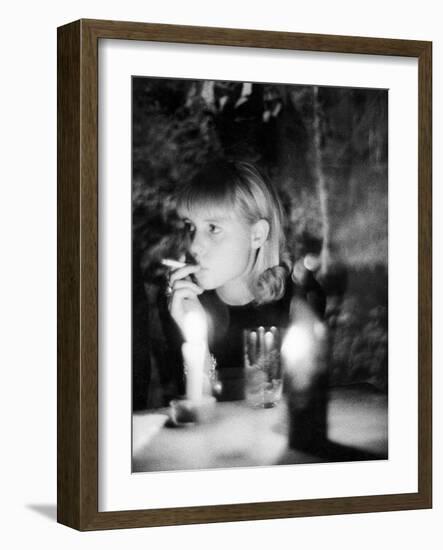 Girl Smoking a Cigarette-Angelo Cozzi-Framed Giclee Print