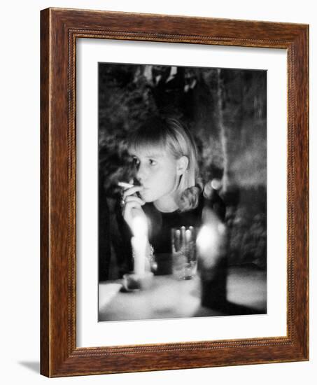 Girl Smoking a Cigarette-Angelo Cozzi-Framed Giclee Print