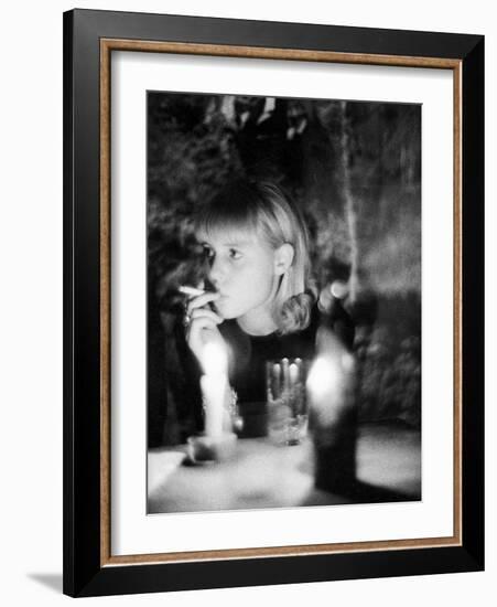 Girl Smoking a Cigarette-Angelo Cozzi-Framed Giclee Print