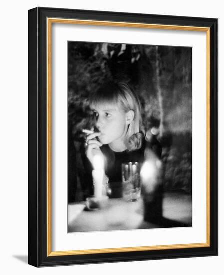 Girl Smoking a Cigarette-Angelo Cozzi-Framed Giclee Print