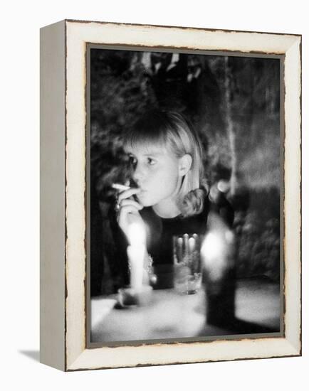 Girl Smoking a Cigarette-Angelo Cozzi-Framed Premier Image Canvas