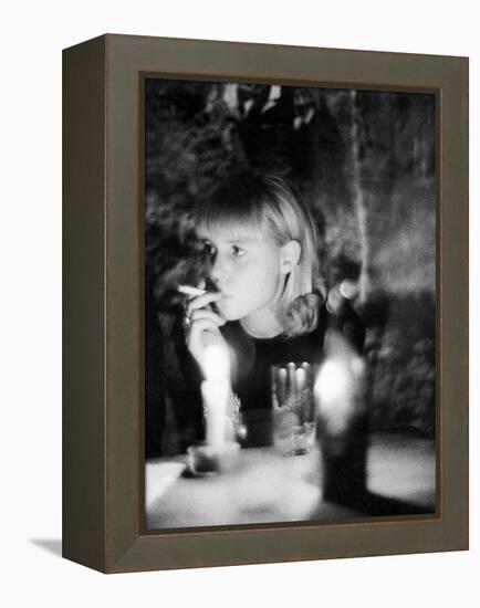 Girl Smoking a Cigarette-Angelo Cozzi-Framed Premier Image Canvas