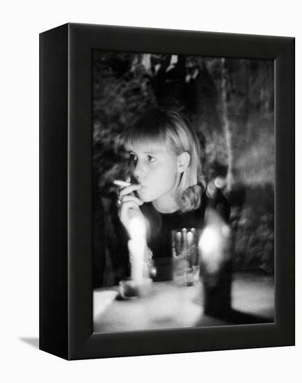 Girl Smoking a Cigarette-Angelo Cozzi-Framed Premier Image Canvas