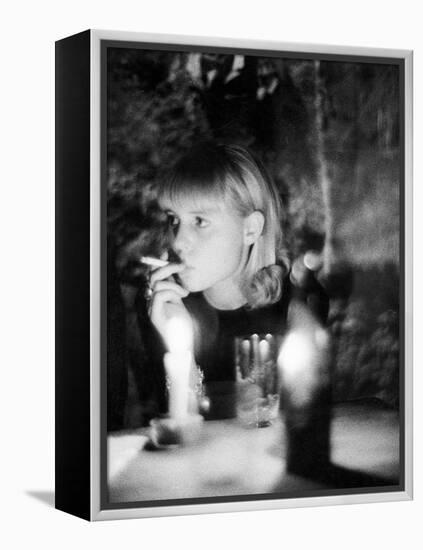 Girl Smoking a Cigarette-Angelo Cozzi-Framed Premier Image Canvas