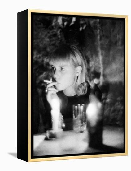 Girl Smoking a Cigarette-Angelo Cozzi-Framed Premier Image Canvas