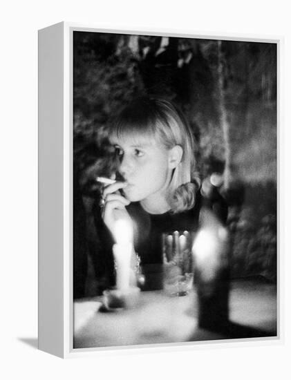 Girl Smoking a Cigarette-Angelo Cozzi-Framed Premier Image Canvas