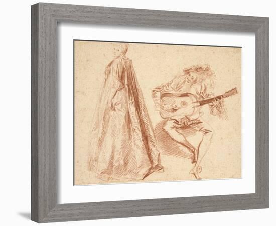 Girl Standing in Profile to Left-Jean Antoine Watteau-Framed Giclee Print