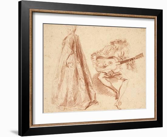 Girl Standing in Profile to Left-Jean Antoine Watteau-Framed Giclee Print