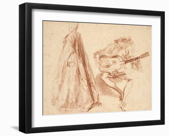 Girl Standing in Profile to Left-Jean Antoine Watteau-Framed Giclee Print