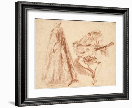 Girl Standing in Profile to Left-Jean Antoine Watteau-Framed Giclee Print