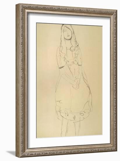 Girl Standing with Hands Clasped-Gustav Klimt-Framed Giclee Print