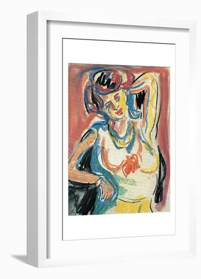 Girl Streching-Ernst Ludwig Kirchner-Framed Art Print