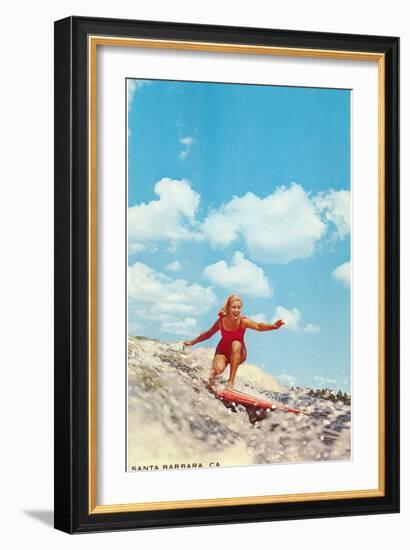 Girl Surfing, Santa Barbara, California-null-Framed Art Print