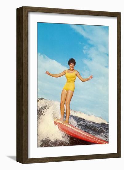 Girl Surfing-null-Framed Art Print