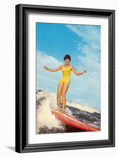 Girl Surfing-null-Framed Art Print