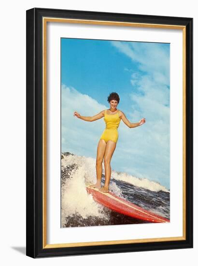 Girl Surfing-null-Framed Art Print