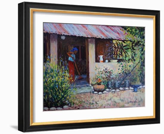 Girl Sweeping 2021 (oil)-Tilly Willis-Framed Giclee Print