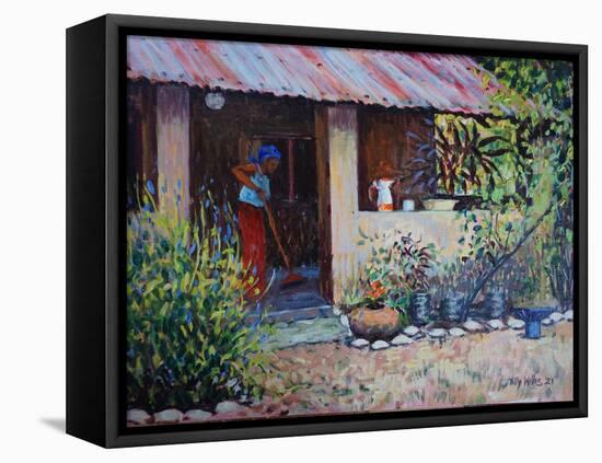 Girl Sweeping 2021 (oil)-Tilly Willis-Framed Premier Image Canvas