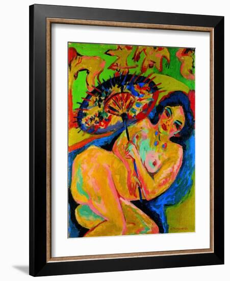 Girl under a Japanese Umbrella, C. 1909-Ernst Ludwig Kirchner-Framed Giclee Print