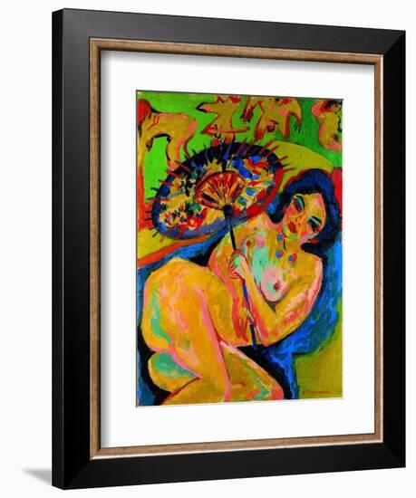 Girl under a Japanese Umbrella, C. 1909-Ernst Ludwig Kirchner-Framed Giclee Print