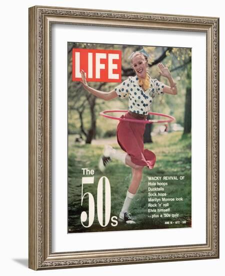 Girl using Hula Hoop, Revival of Fashions and Fads of the 1950's, June 16, 1972-Bill Ray-Framed Photographic Print