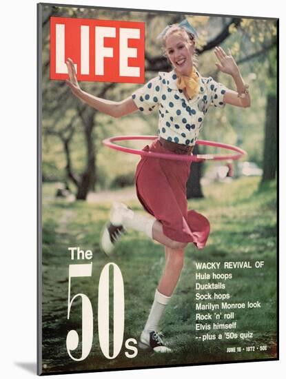 Girl using Hula Hoop, Revival of Fashions and Fads of the 1950's, June 16, 1972-Bill Ray-Mounted Photographic Print