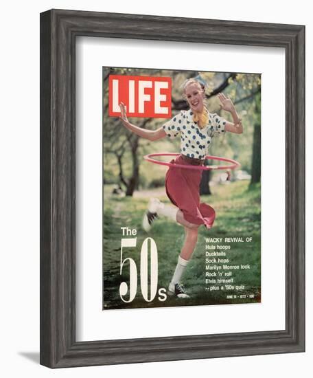 Girl using Hula Hoop, Revival of Fashions and Fads of the 1950's, June 16, 1972-Bill Ray-Framed Photographic Print