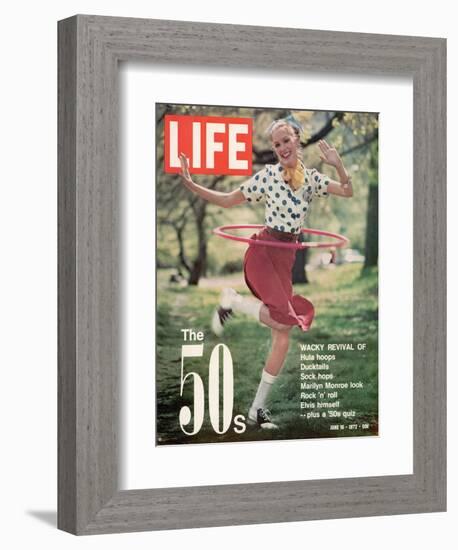 Girl using Hula Hoop, Revival of Fashions and Fads of the 1950's, June 16, 1972-Bill Ray-Framed Photographic Print