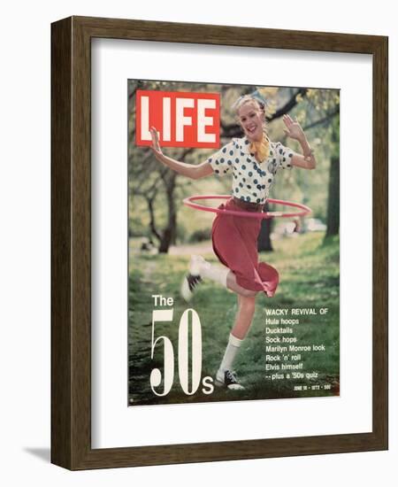 Girl using Hula Hoop, Revival of Fashions and Fads of the 1950's, June 16, 1972-Bill Ray-Framed Photographic Print