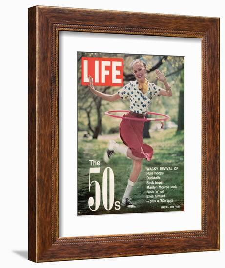 Girl using Hula Hoop, Revival of Fashions and Fads of the 1950's, June 16, 1972-Bill Ray-Framed Photographic Print