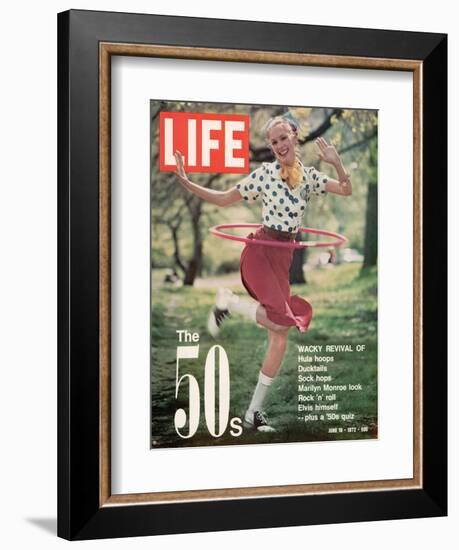 Girl using Hula Hoop, Revival of Fashions and Fads of the 1950's, June 16, 1972-Bill Ray-Framed Photographic Print