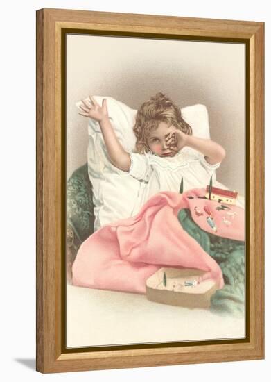 Girl Waking with Toys-null-Framed Stretched Canvas