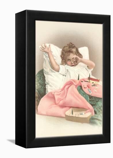 Girl Waking with Toys-null-Framed Stretched Canvas