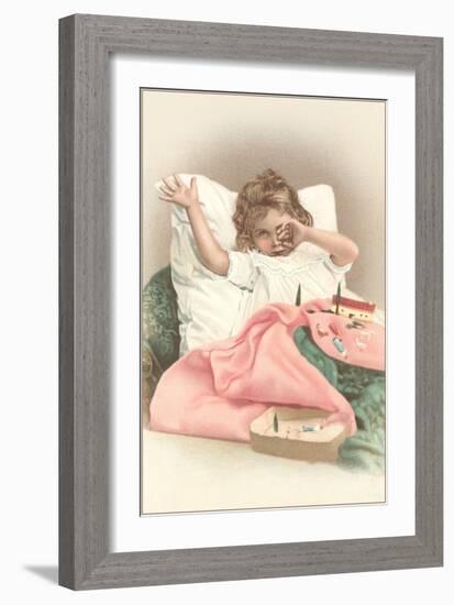 Girl Waking with Toys-null-Framed Art Print