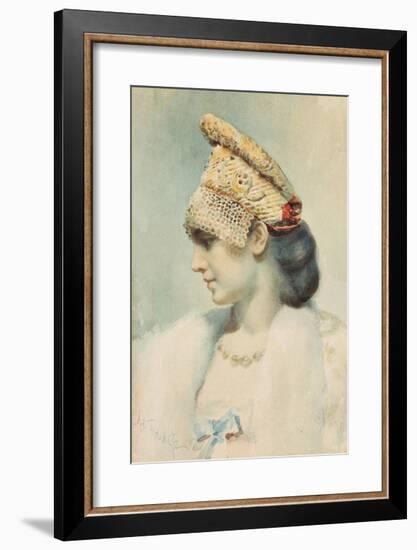 Girl Wearing a Kokoshnik in Profile-Leon Bakst-Framed Premium Giclee Print