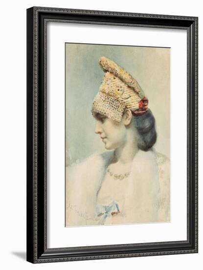 Girl Wearing a Kokoshnik in Profile-Leon Bakst-Framed Premium Giclee Print