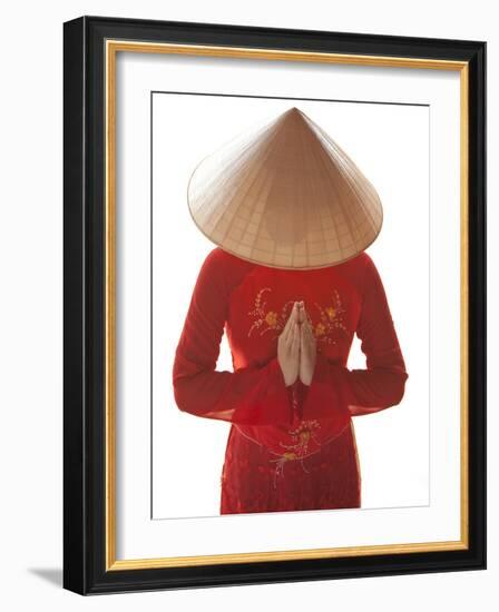 Girl Wearing Ao Dai Dress, Hanoi, Vietnam-Jon Arnold-Framed Photographic Print