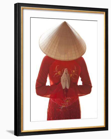 Girl Wearing Ao Dai Dress, Hanoi, Vietnam-Jon Arnold-Framed Photographic Print