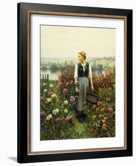 Girl with a Basket in a Garden-Daniel Ridgway Knight-Framed Giclee Print